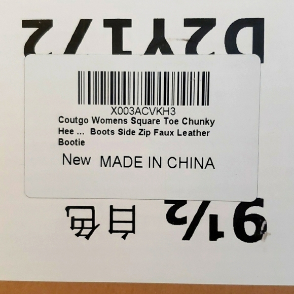 Coutgo White Square Toe Chunky Heeled Boots Size 9.5 - Picture 7 of 7